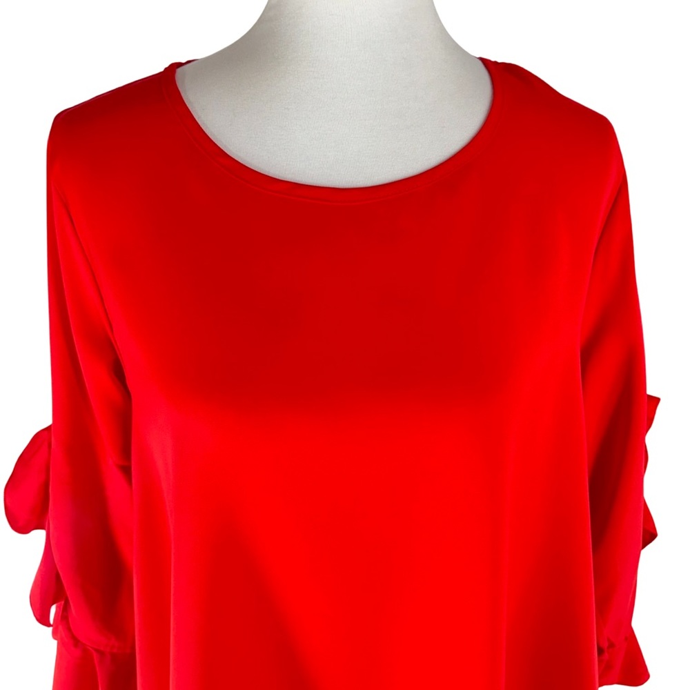 159. Red Ruffle Sleeve Blouse - Picture 5 of 7